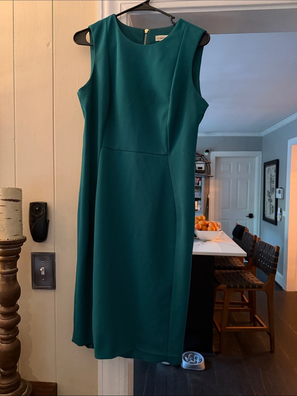 Nine West Teal Sleeveless Midi Sheath Dress
